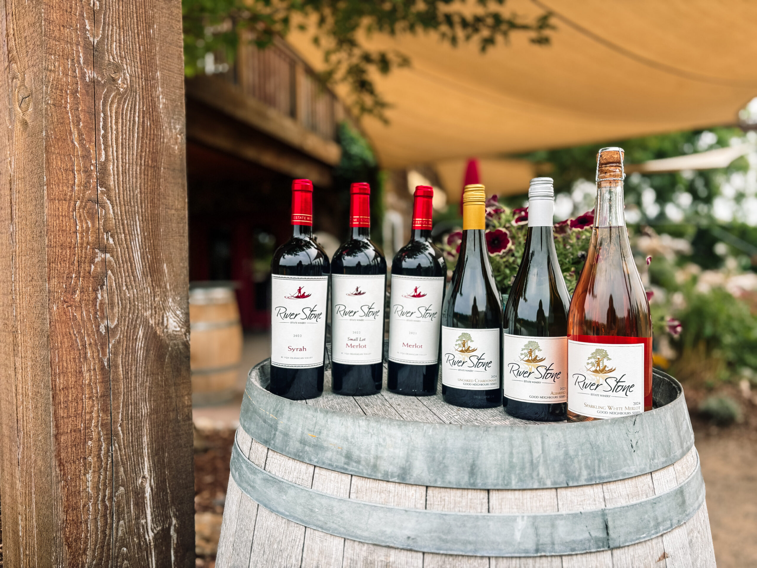 Last call wines from River Stone, including Merlot, Syrah, Albarino and unoaked Chardonnay.